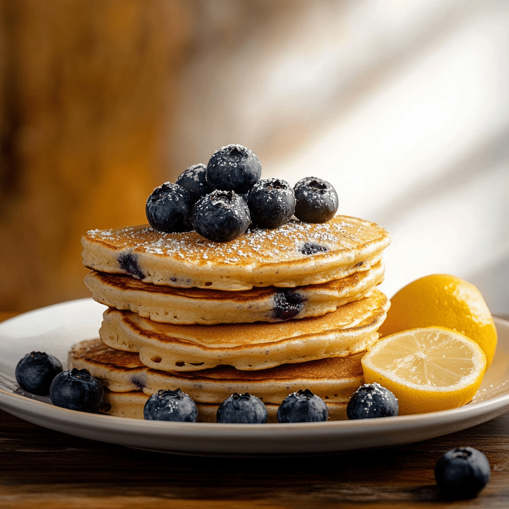 Fluffy Lemon Blueberry Pancakes