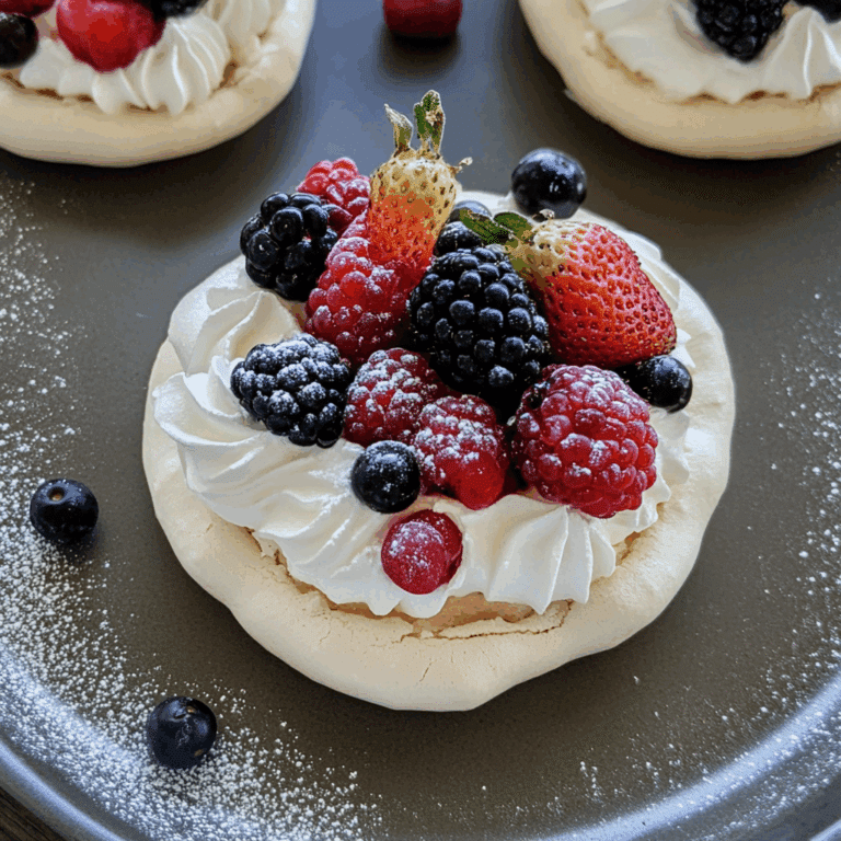 Mini Pavlova Recipe with Whipped Cream and Fresh Berries