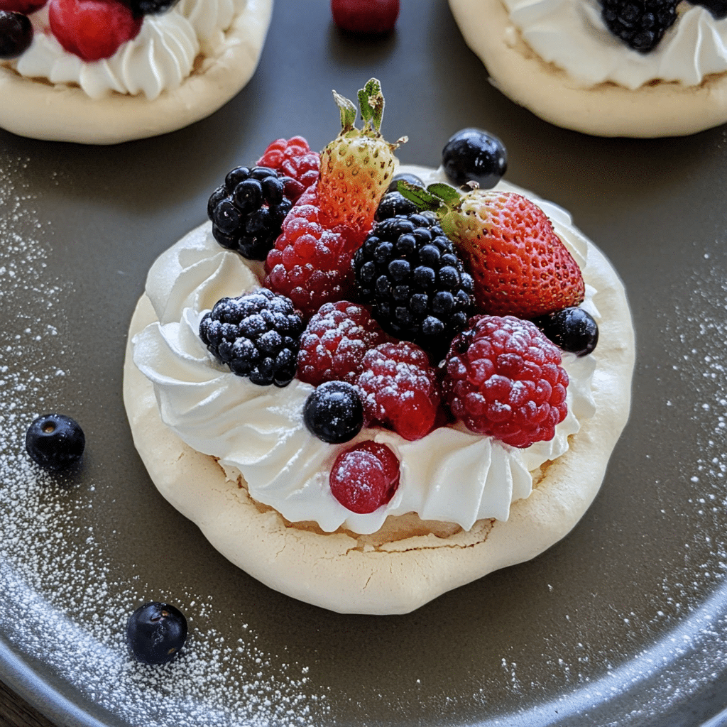 Mini Pavlova Recipe with Whipped Cream and Fresh Berries