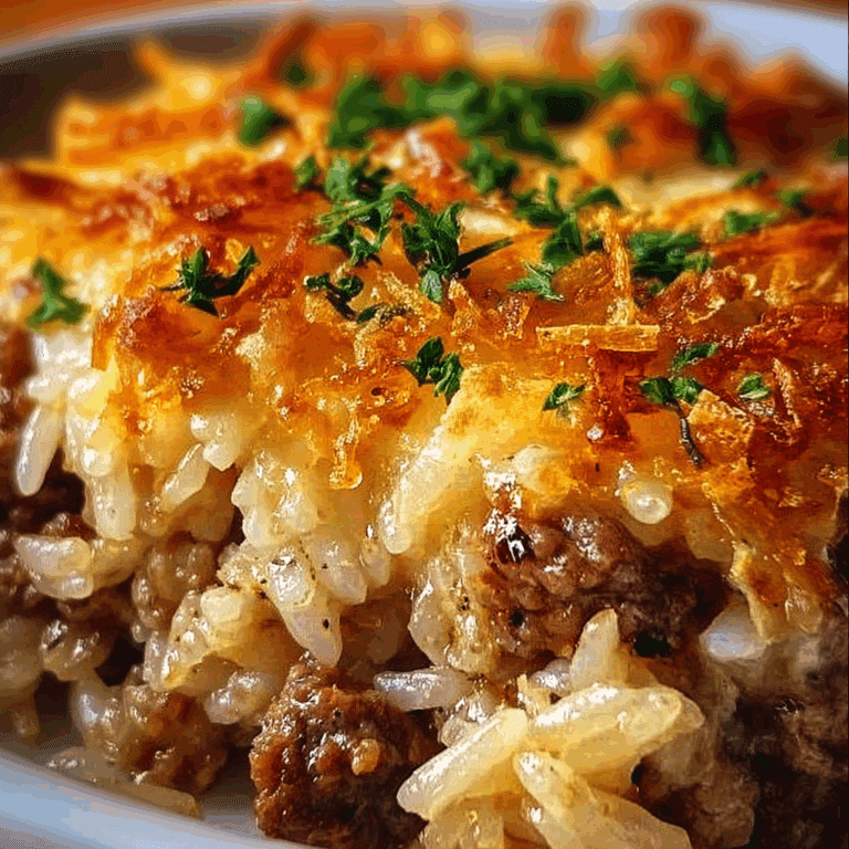 French Onion Ground Beef and Rice Casserole