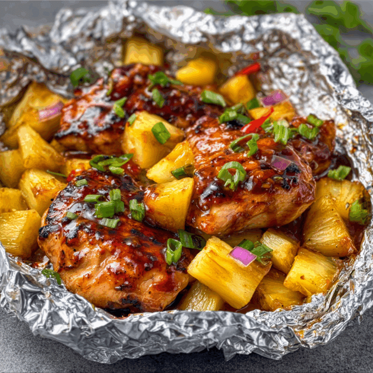 Hawaiian BBQ Chicken and Pineapple Foil Packets