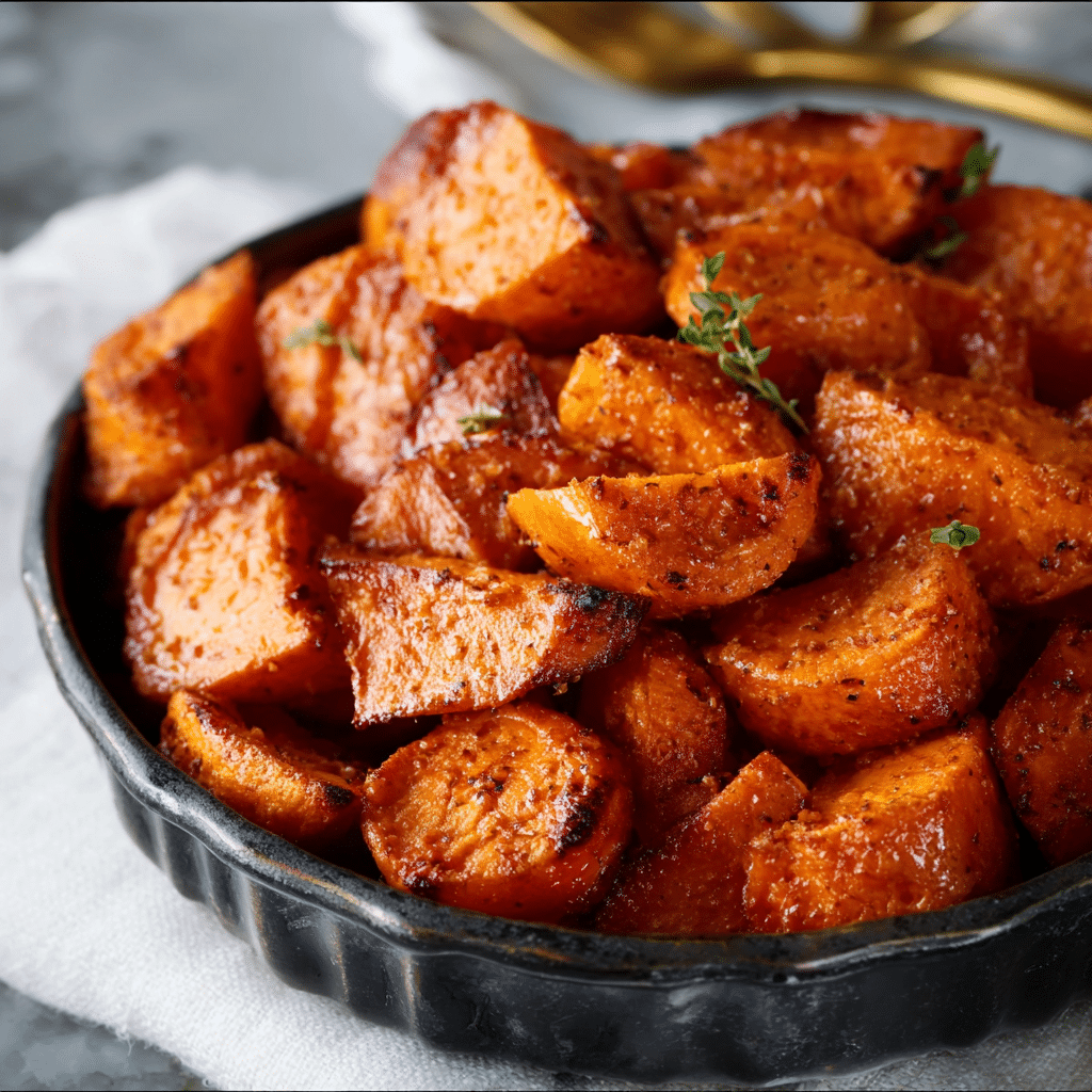 Honey Cinnamon Roasted Sweet Potatoes