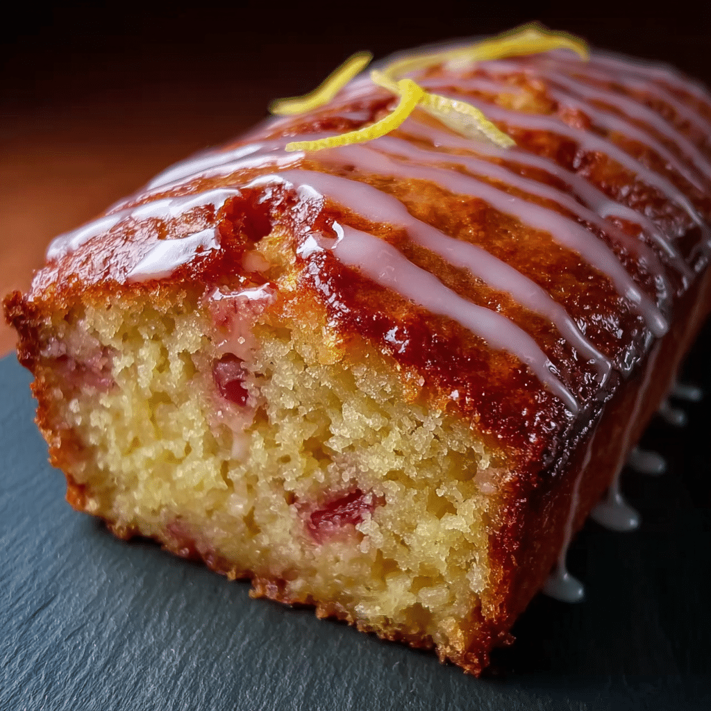 Lemon Rhubarb Loaf with Glaze