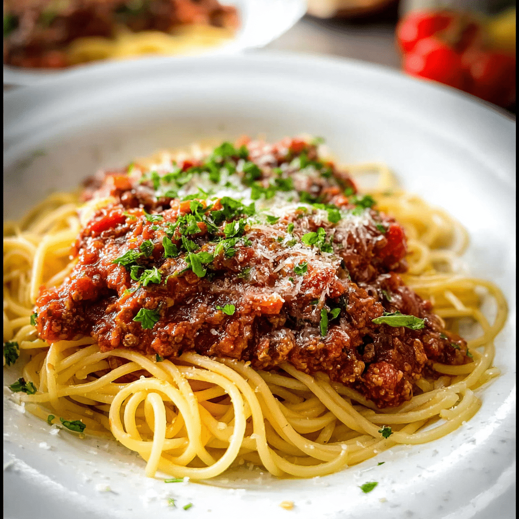 Old-Fashioned Spaghetti with Hearty Meat Sauce