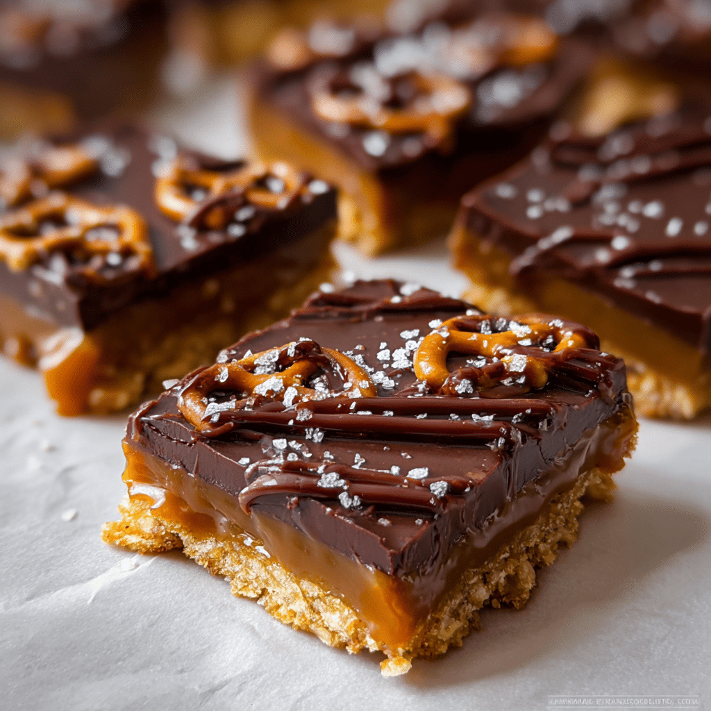 Salted Caramel and Chocolate Pretzel Bars