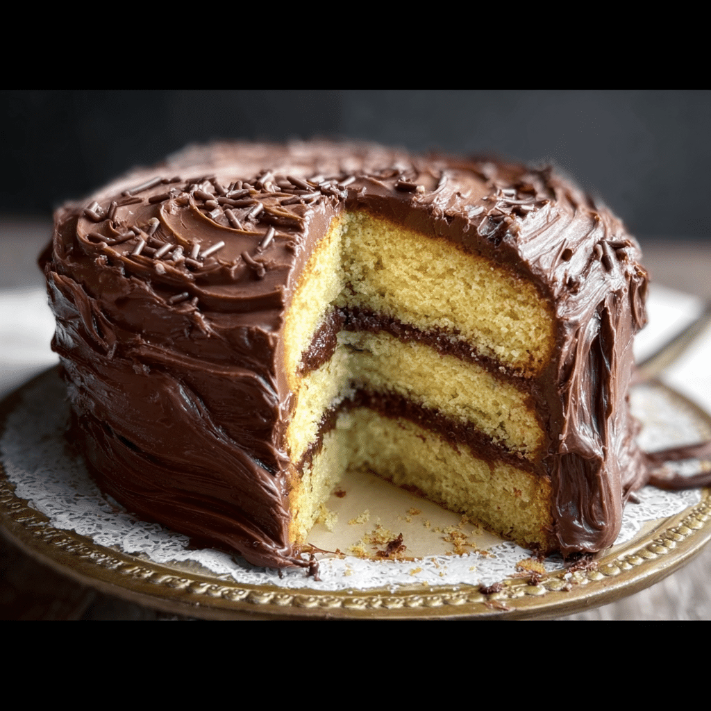 Yellow Cake with Chocolate Frosting
