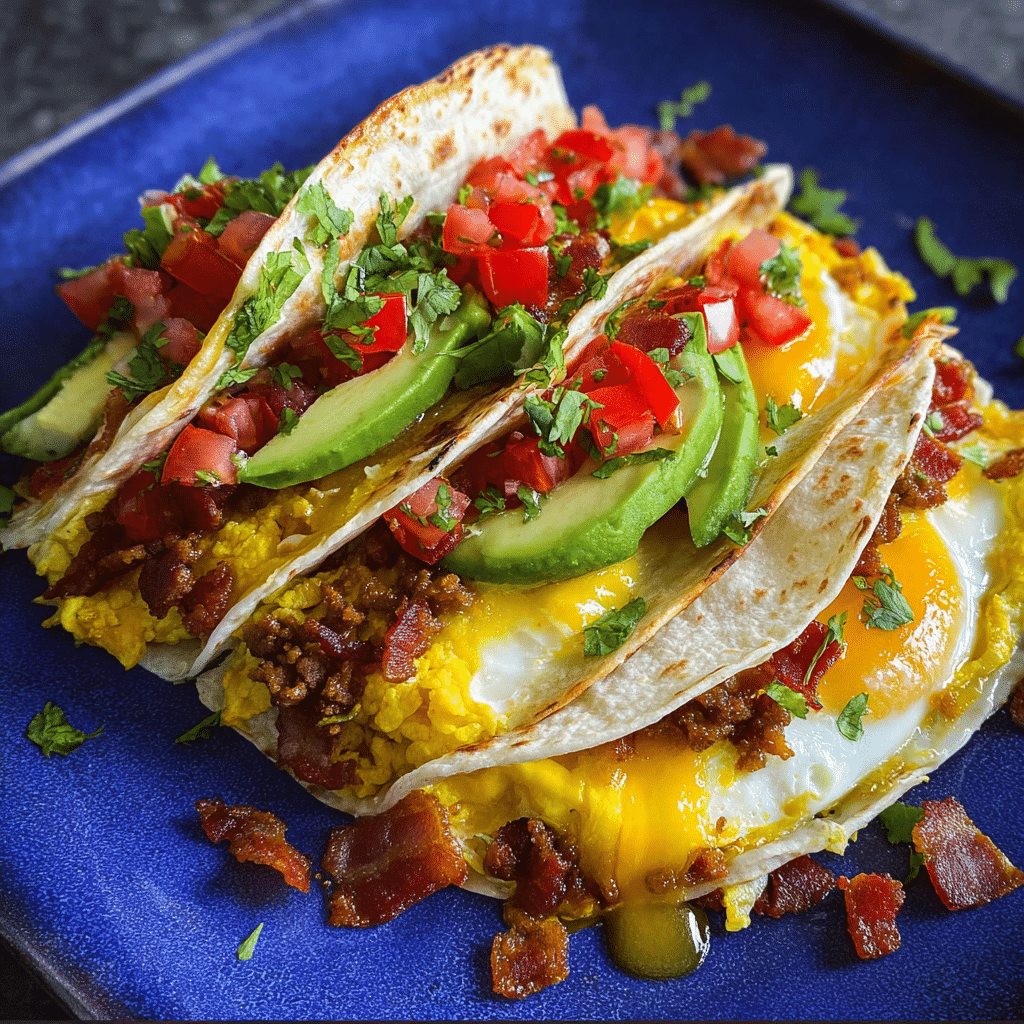 Seven Layer Breakfast Tacos