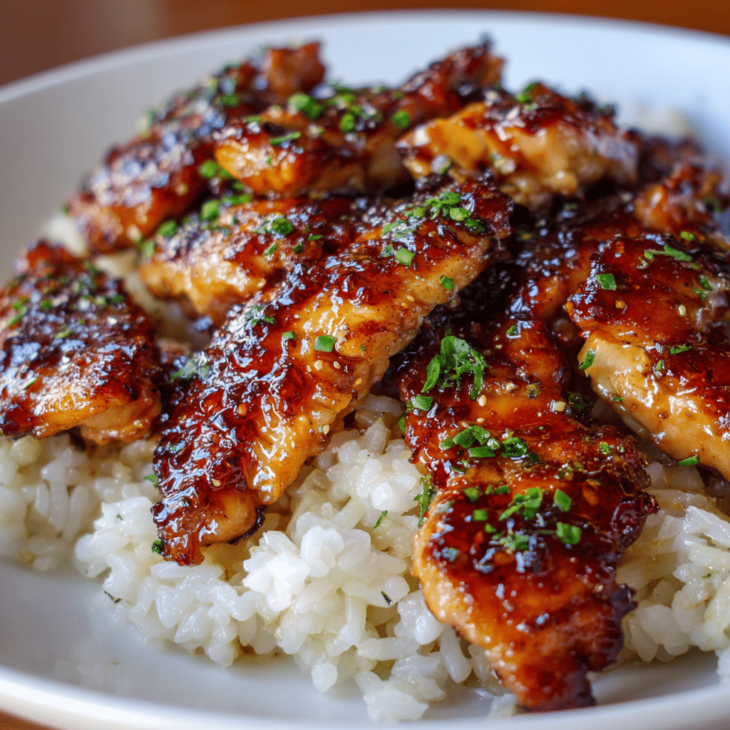 Caramelized Soy Chicken & Rice with Garlic Ginger