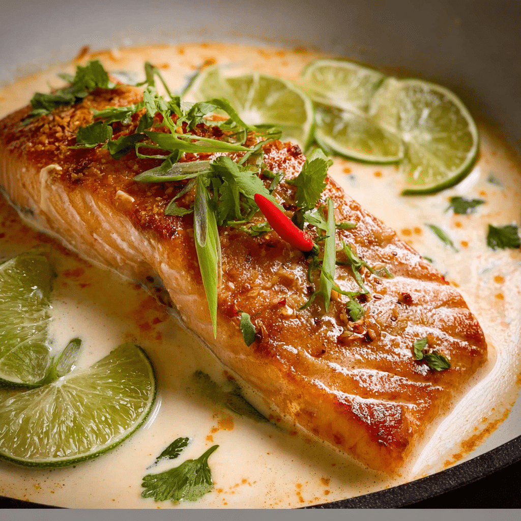 Coconut Poached Salmon with Lime Drizzle