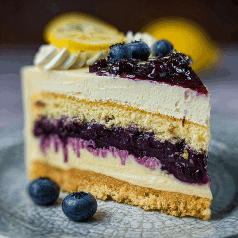 No-Bake Lemon Blueberry Cream Cake