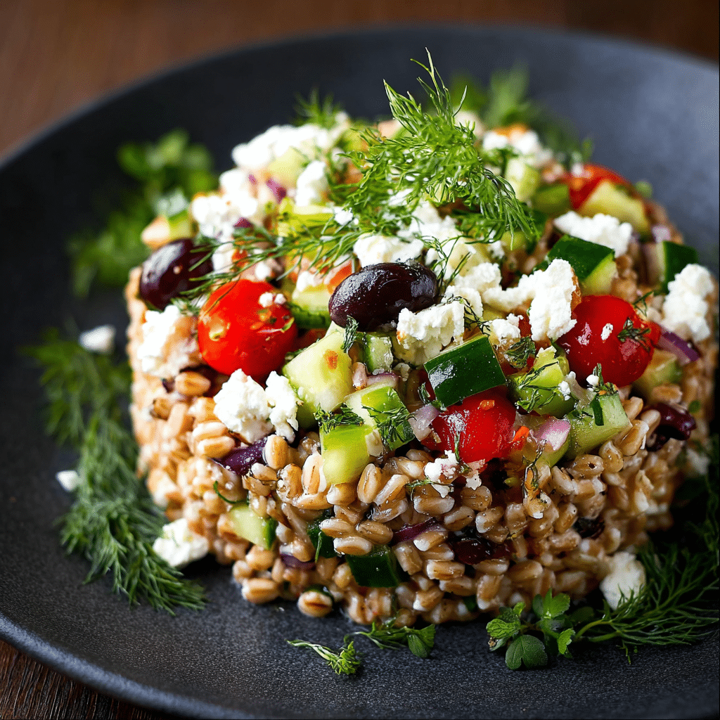 Farro Greek Salad with Feta and Dill