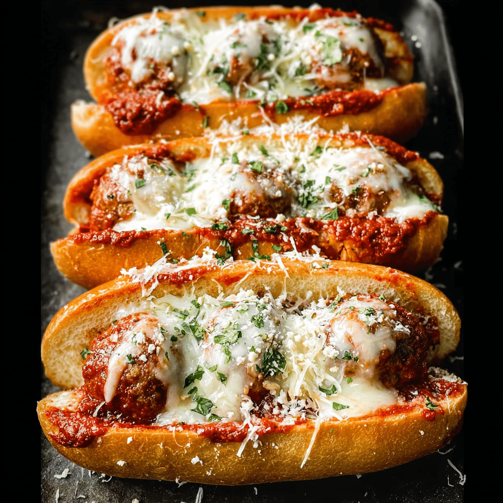 Meatball Subs with Cheese and Garlic Butter