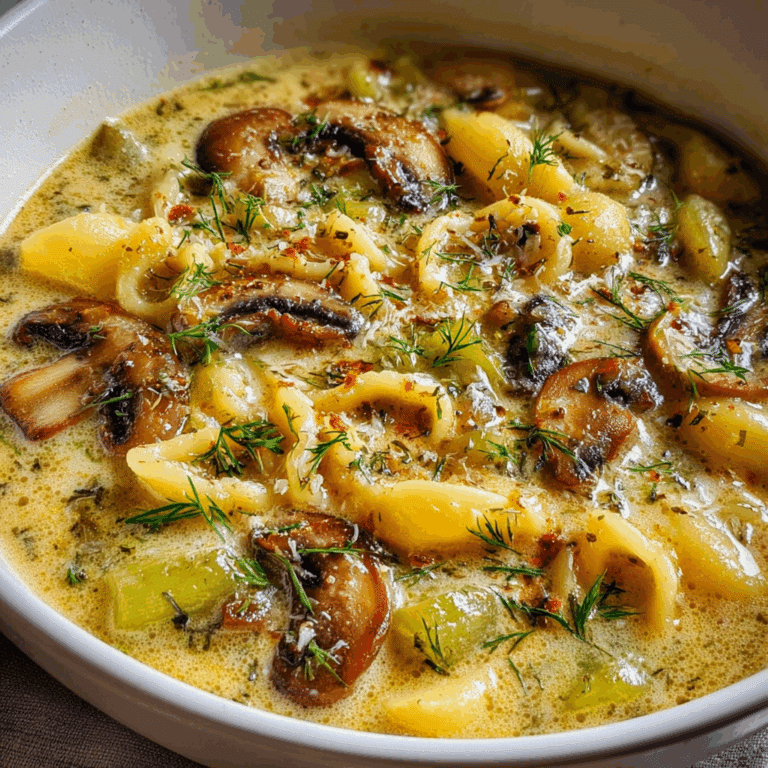 Creamy Celery, Potato & Mushroom Soup with Pasta