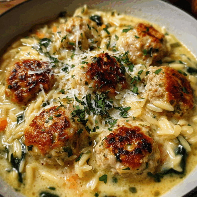 Creamy Chicken Meatball and Orzo Soup