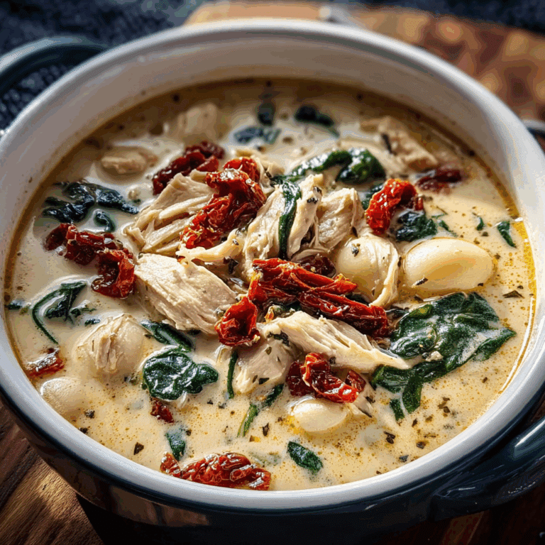Creamy Chicken & Spinach Soup with Sun-Dried Tomatoes