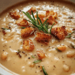 Creamy Rosemary & Roasted Garlic White Bean Soup