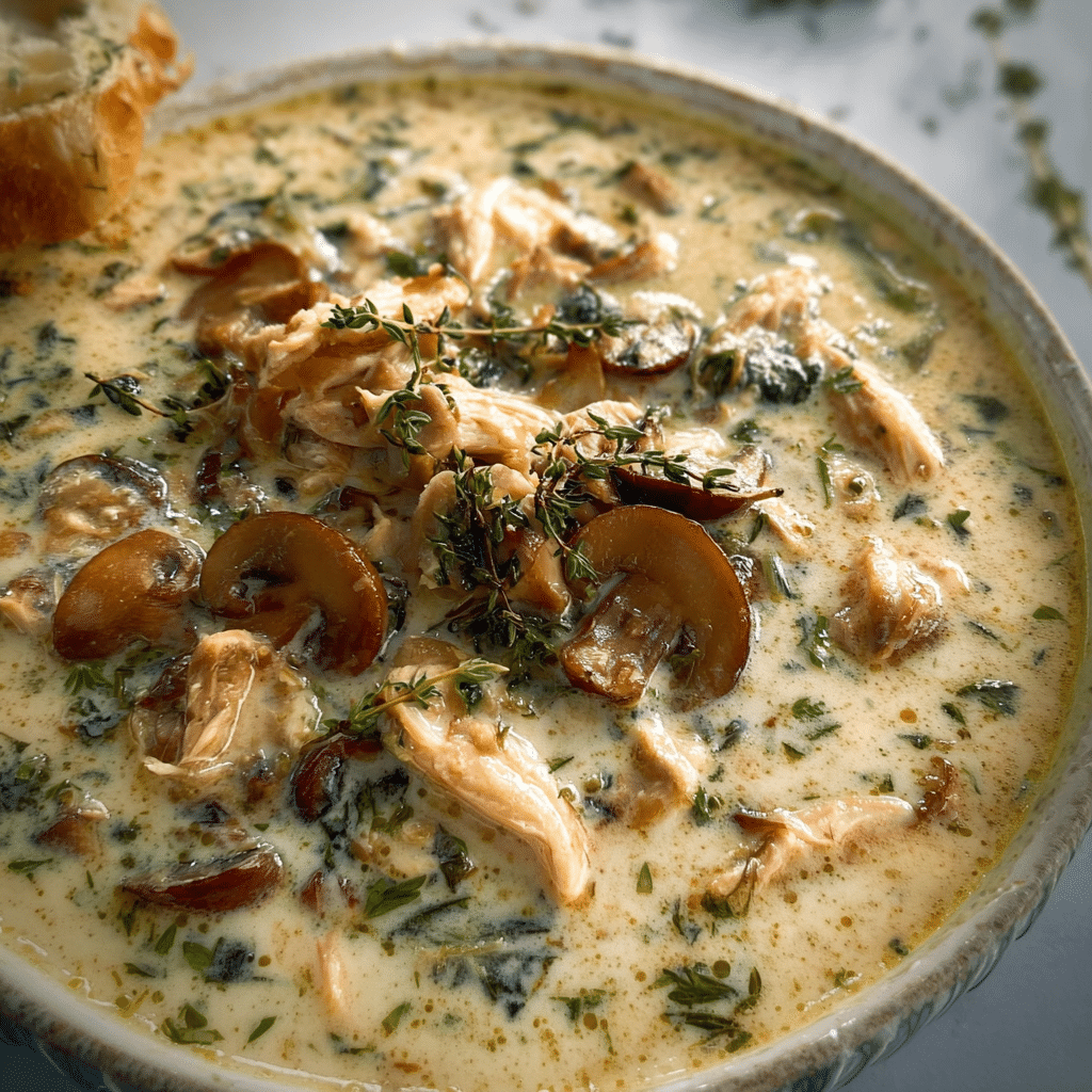 Creamy Rotisserie Chicken Mushroom Soup