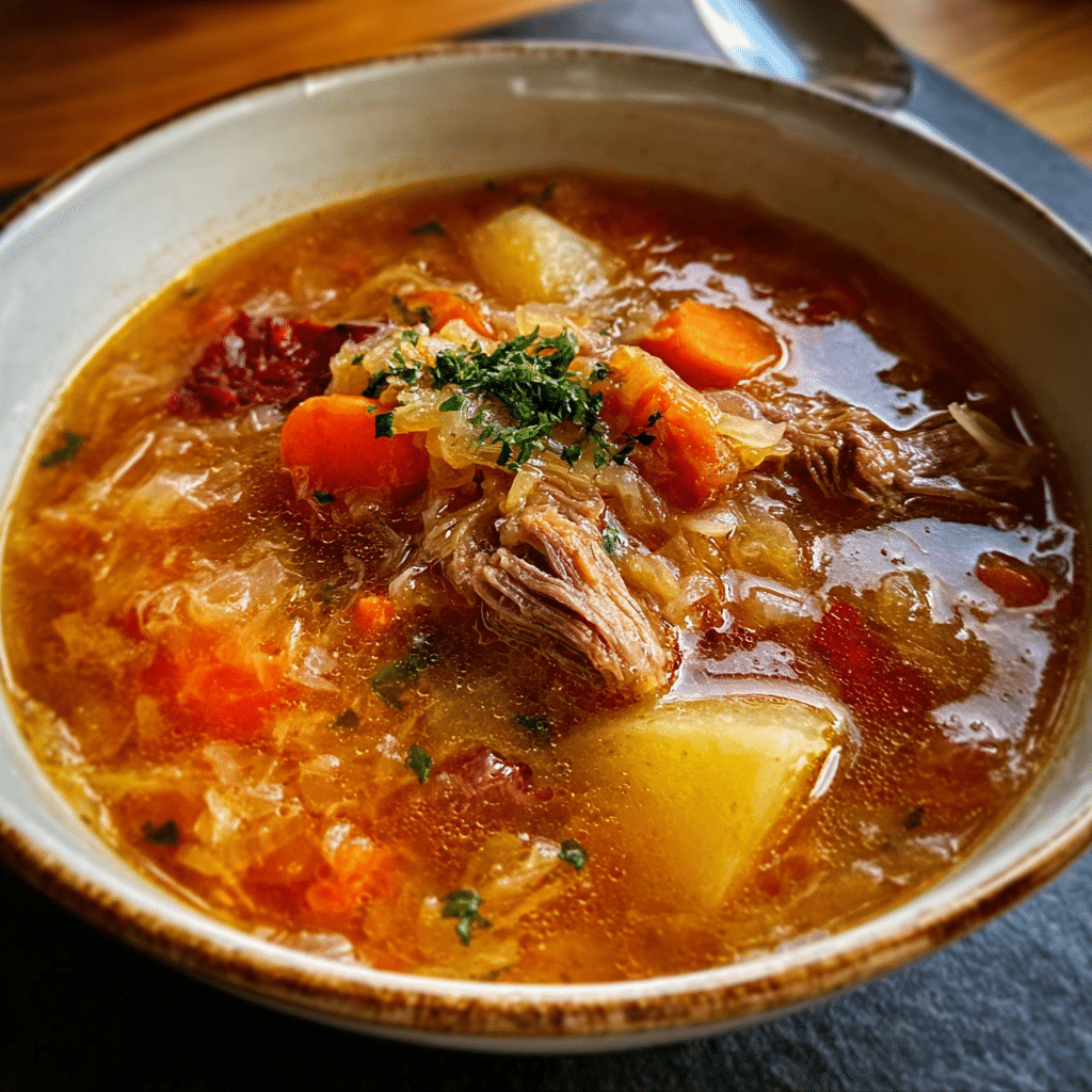 Hearty Sauerkraut and Rib Soup