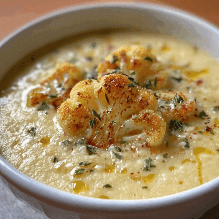 Roasted Garlic Cheddar Cauliflower Soup