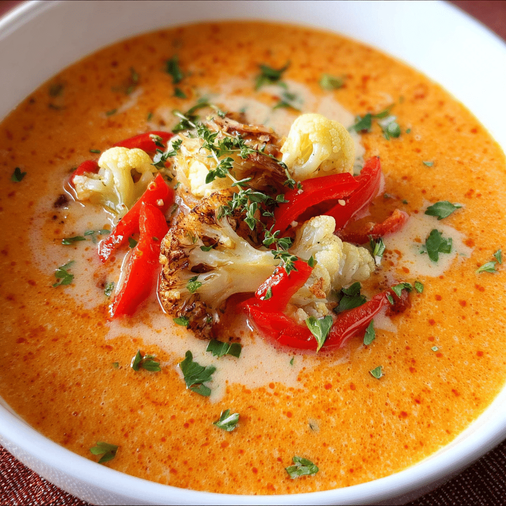 Roasted Red Pepper and Cauliflower Soup