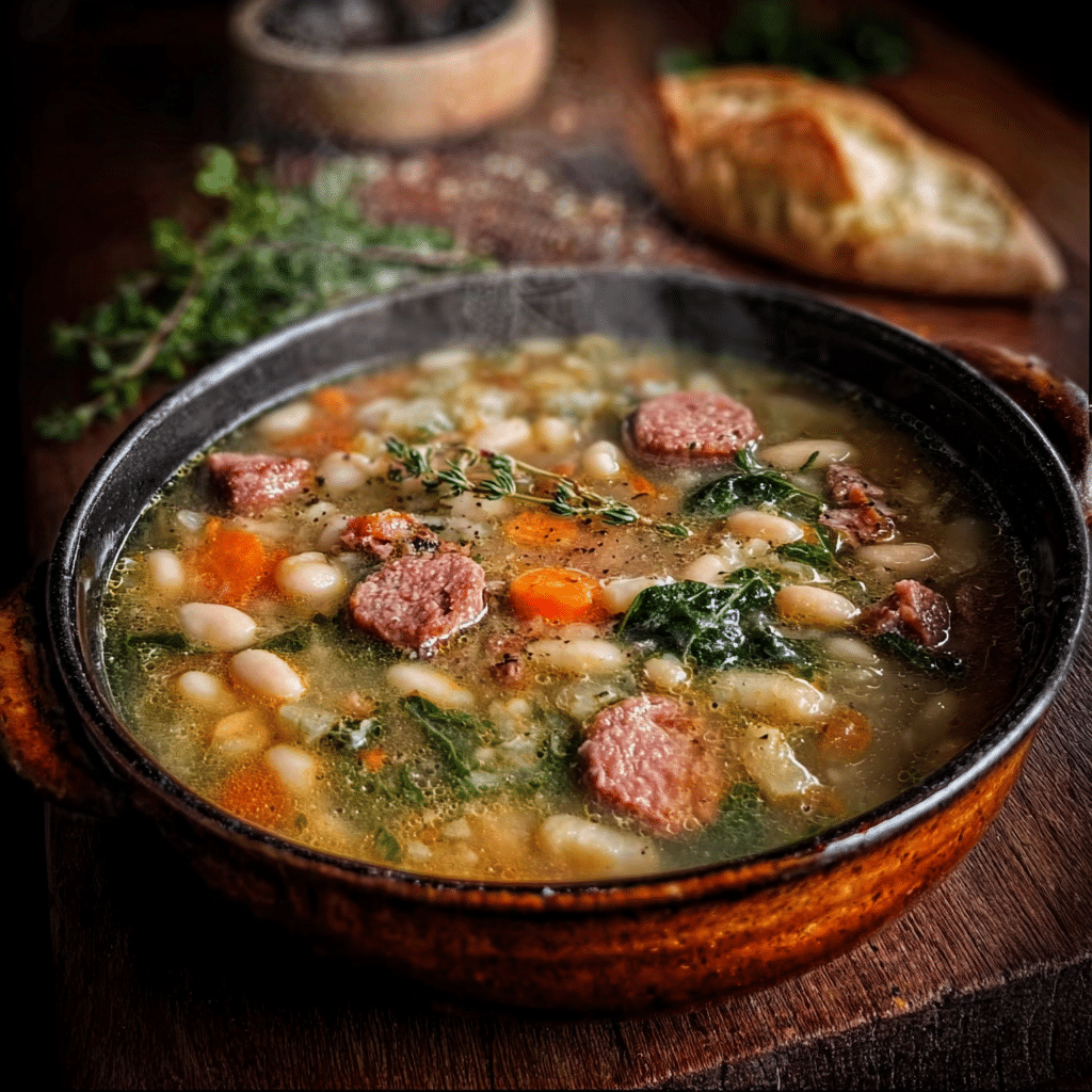 Rustic White Bean & Smoked Beef Soup