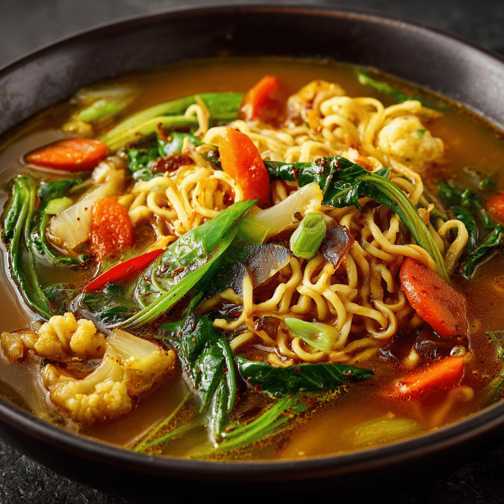Thai Vegetable Noodle Soup with Coconut Curry Broth